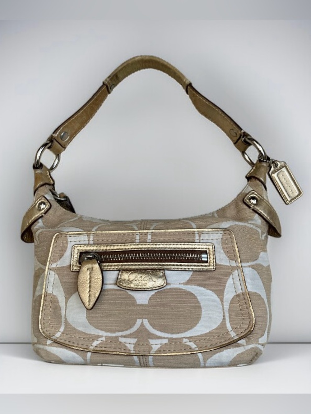 Coach Penelope Shantung Textured Signature Fabric Mini Hobo Y2K VINTAGE